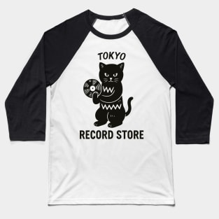 Tokyo Record Store Cat CD V1 – Japanese Vaporwave Aesthetic Retro Music Art Baseball T-Shirt